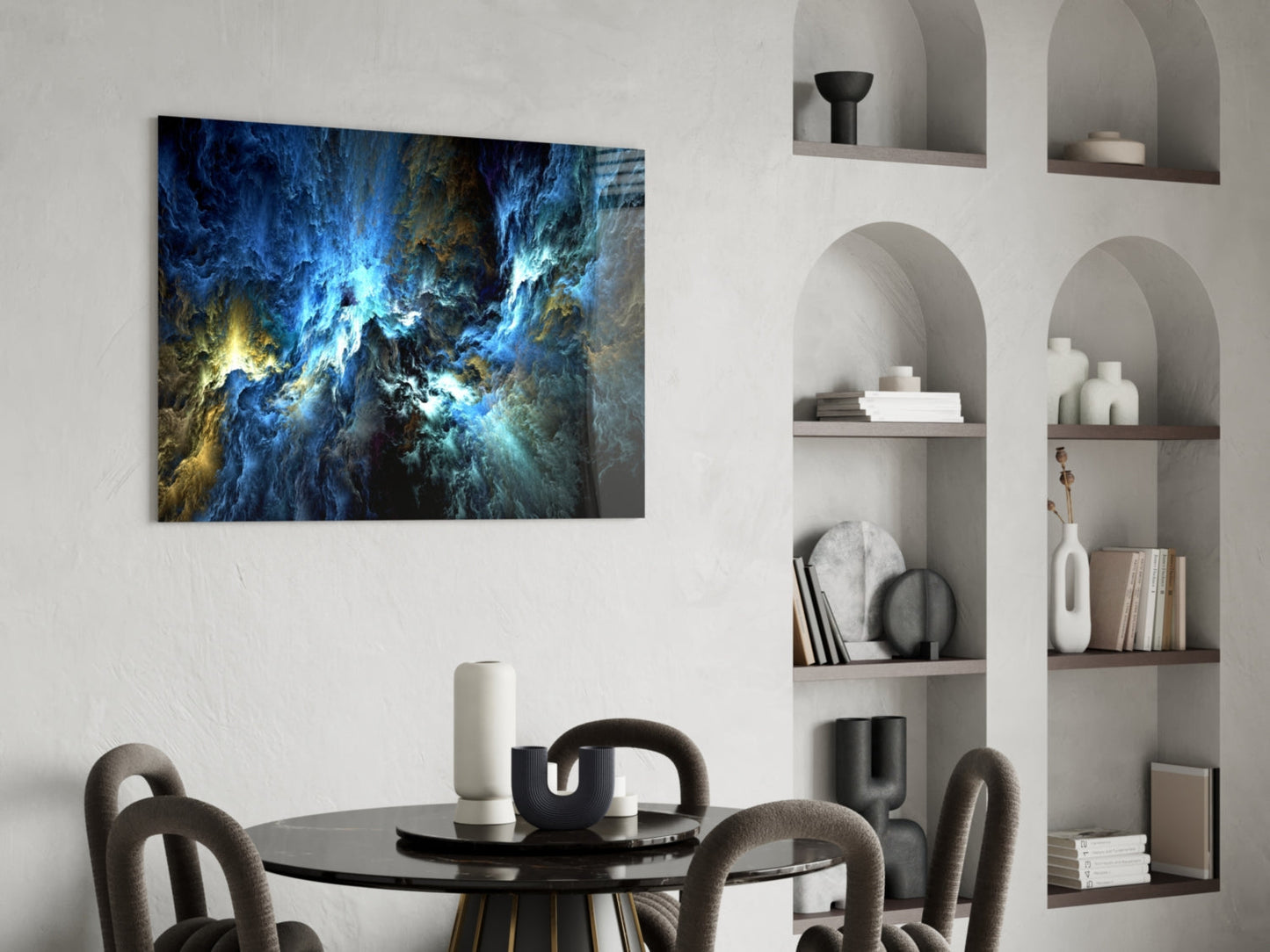 Cosmic Blue Cloudscape Glass Wall Art