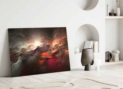 Red Chaos Cloudscape Glass Wall Art