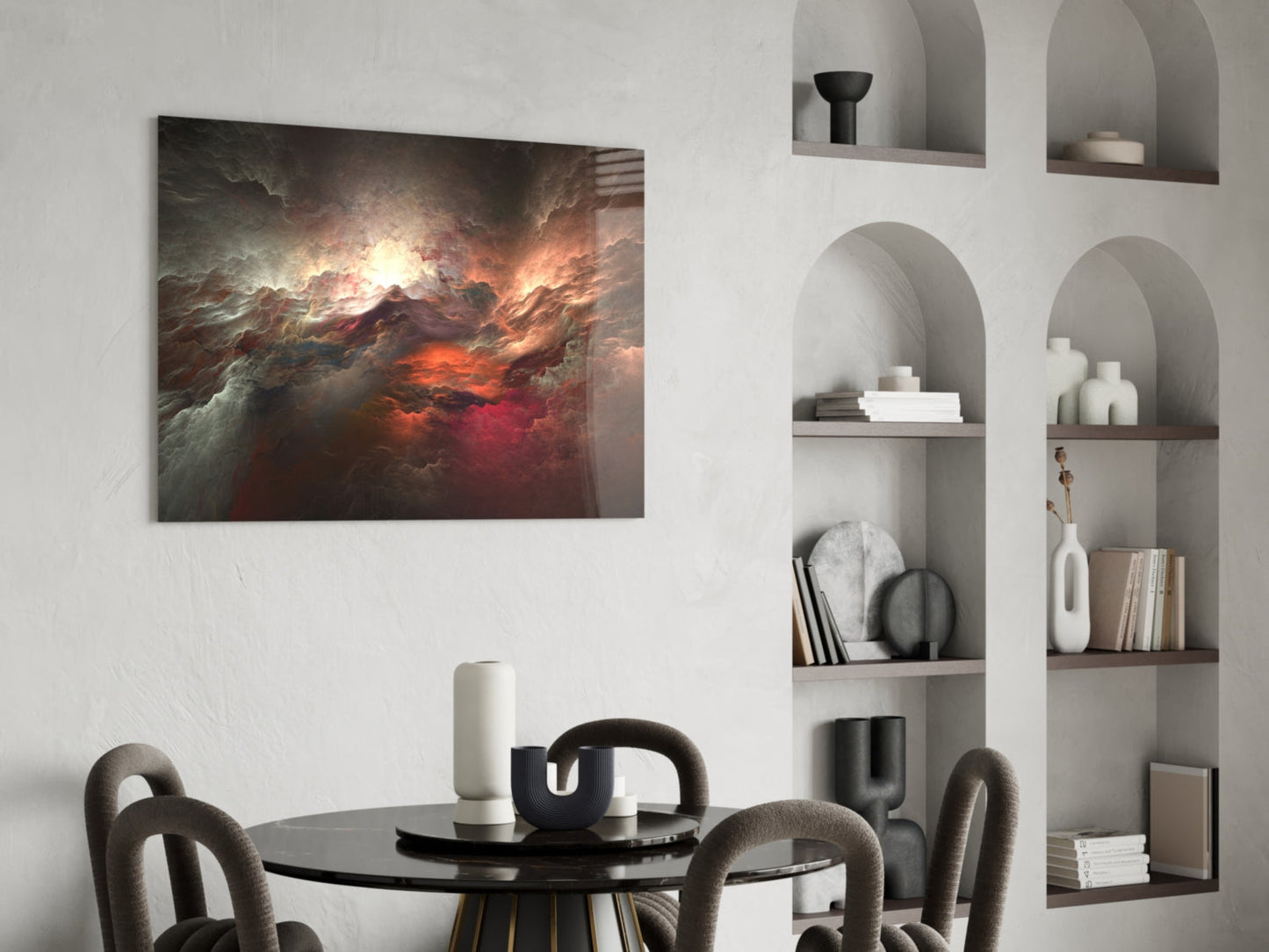 Red Chaos Cloudscape Glass Wall Art