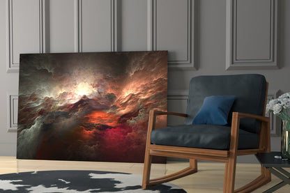 Red Chaos Cloudscape Glass Wall Art