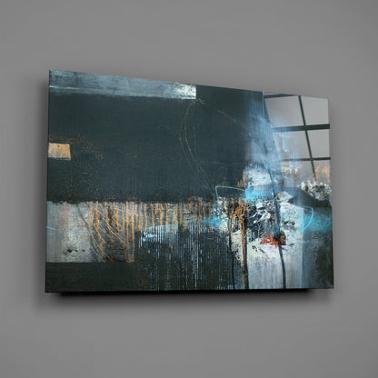 Cobalt Mixed-Media Abstract Glass Wall Art