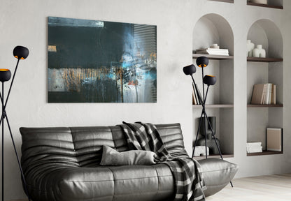 Cobalt Mixed-Media Abstract Glass Wall Art