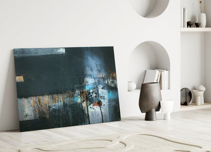Cobalt Mixed-Media Abstract Glass Wall Art