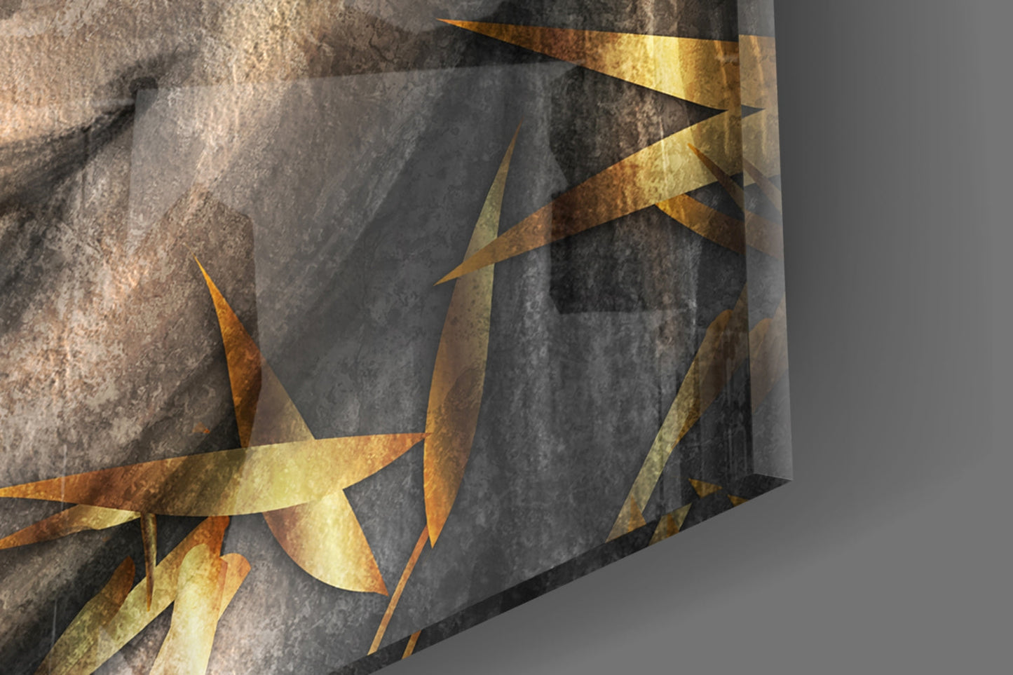 Golden Buddha Relief Glass Wall Art