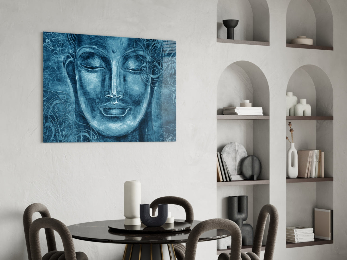 Cobalt Blue Buddha Glass Wall Art