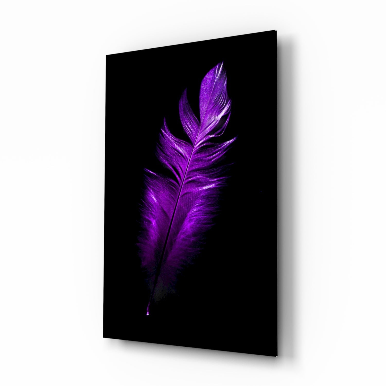 Vivid Purple Feather Glass Wall Art