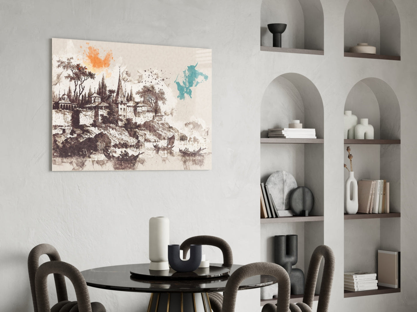 Istanbul Fortress Watercolor Glass Wall Art