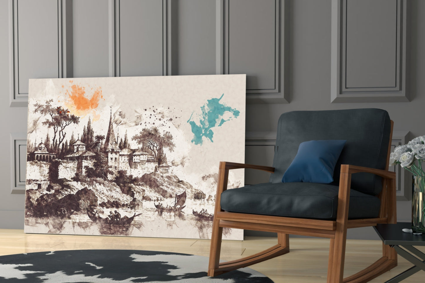 Istanbul Fortress Watercolor Glass Wall Art