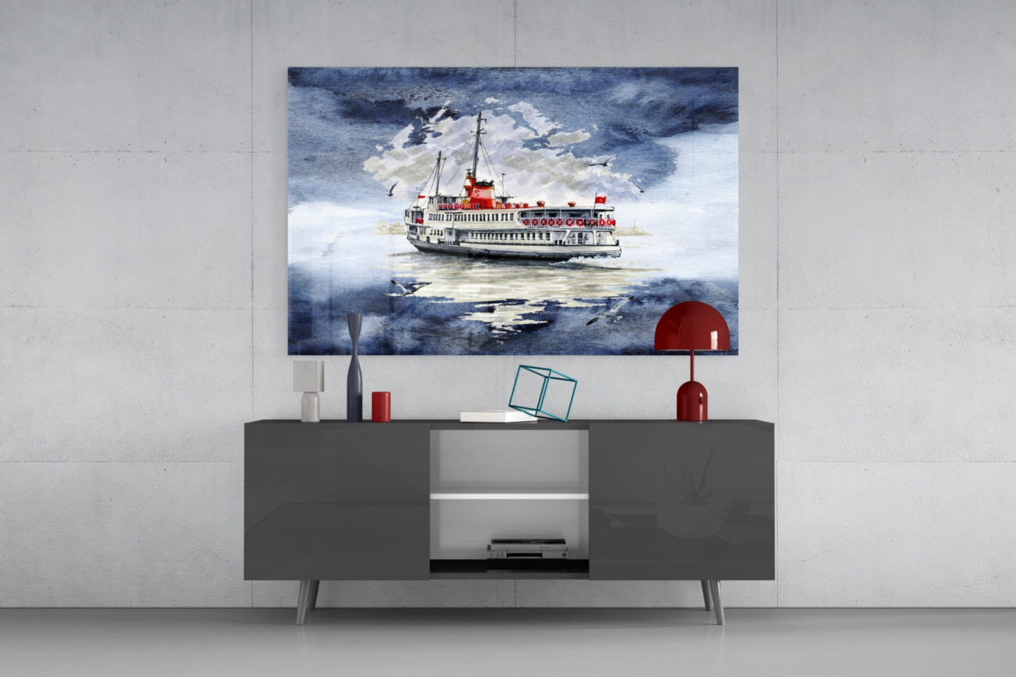 Istanbul Ferry Glass Wall Art