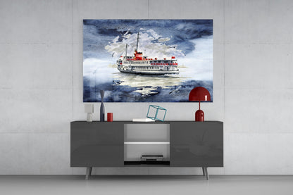 Istanbul Ferry Glass Wall Art
