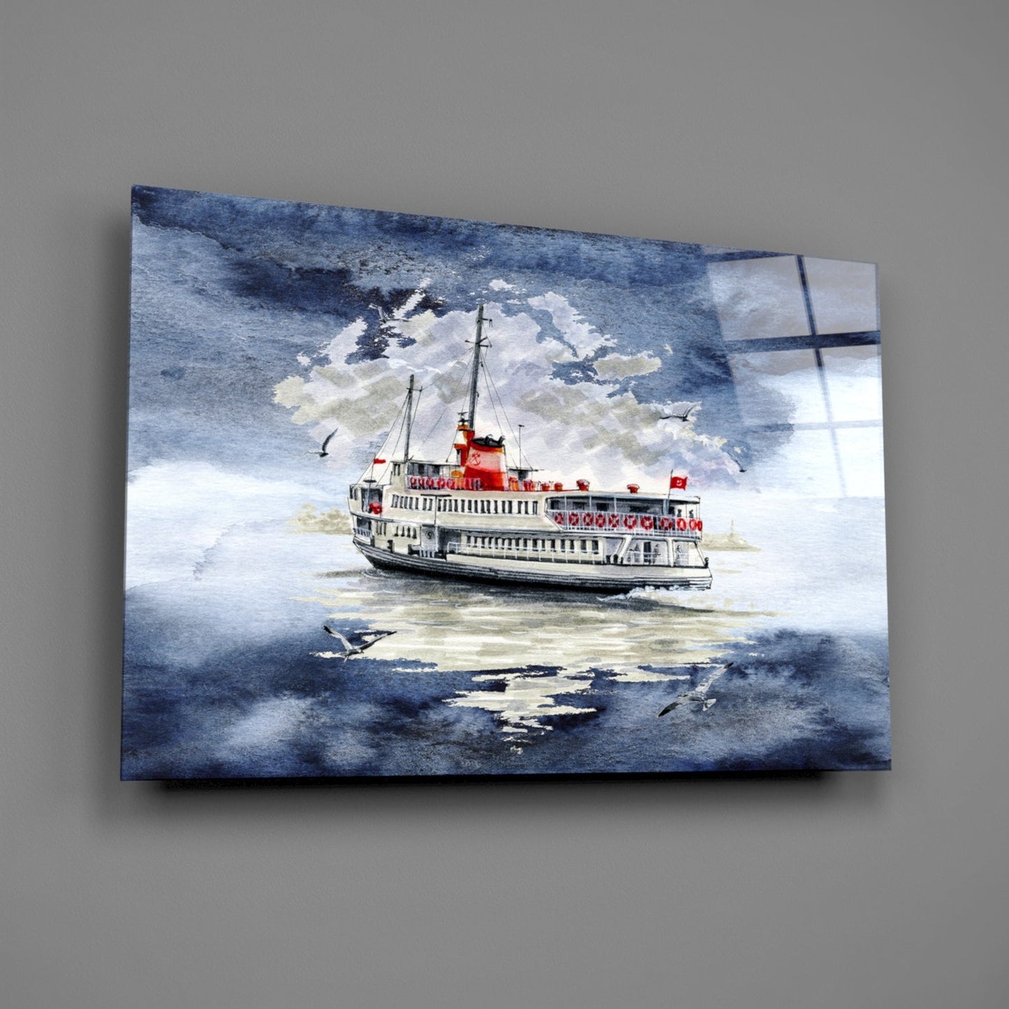 Istanbul Ferry Glass Wall Art