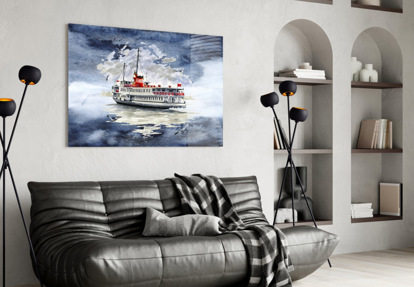 Istanbul Ferry Glass Wall Art