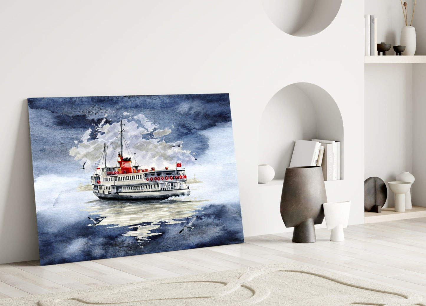 Istanbul Ferry Glass Wall Art