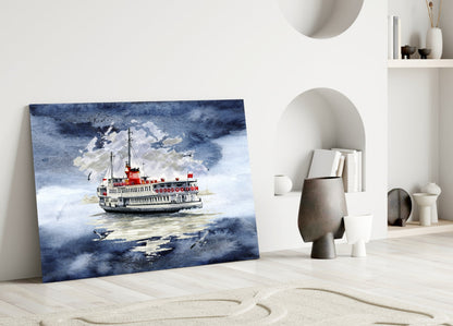 Istanbul Ferry Glass Wall Art