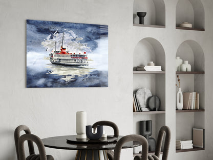 Istanbul Ferry Glass Wall Art