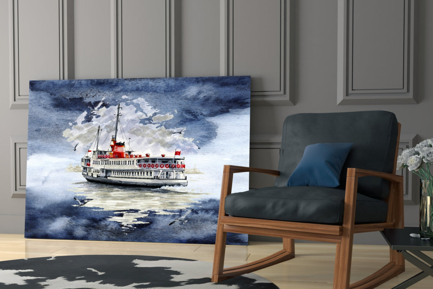 Istanbul Ferry Glass Wall Art