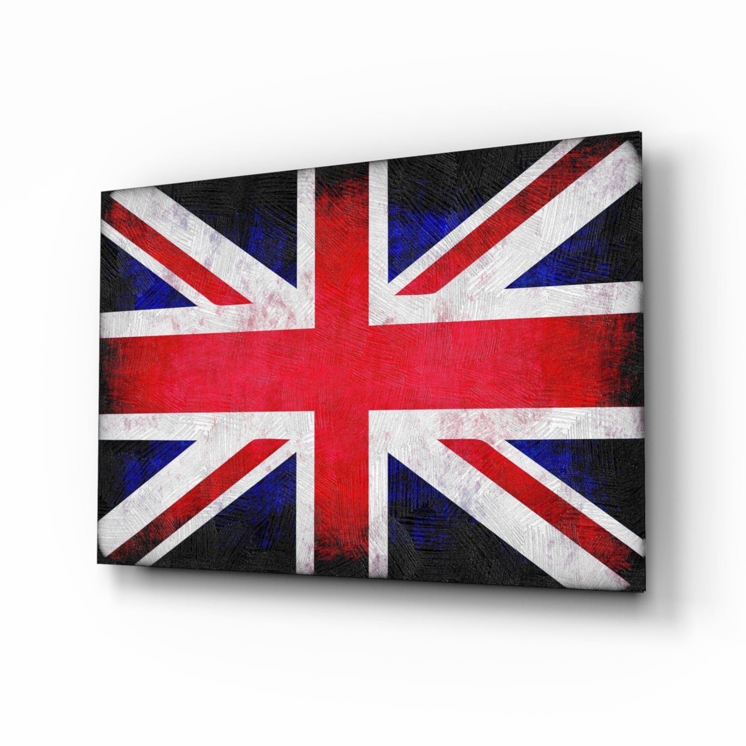 British Flag Union Jack tempered glass wall art in red white and indigo