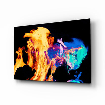 Flames abstract glass wall art