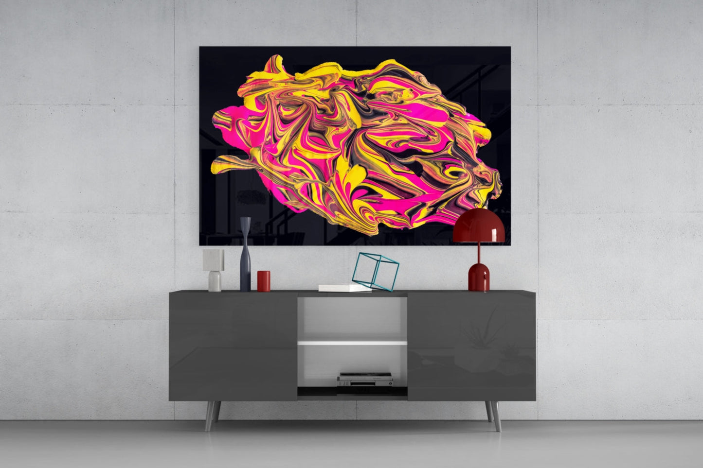 The Harmony Of Yellow And Pink Glass Wall Art