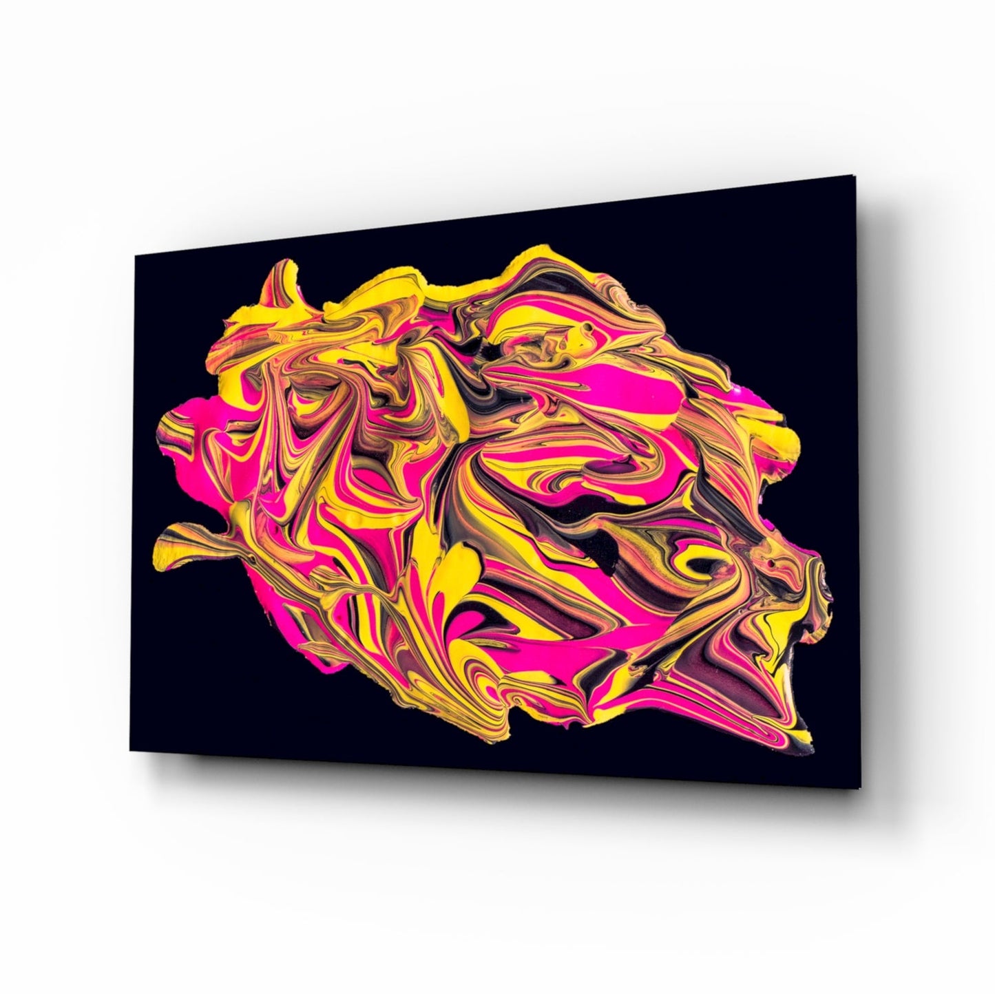 The harmony of yellow and pink glass wall art