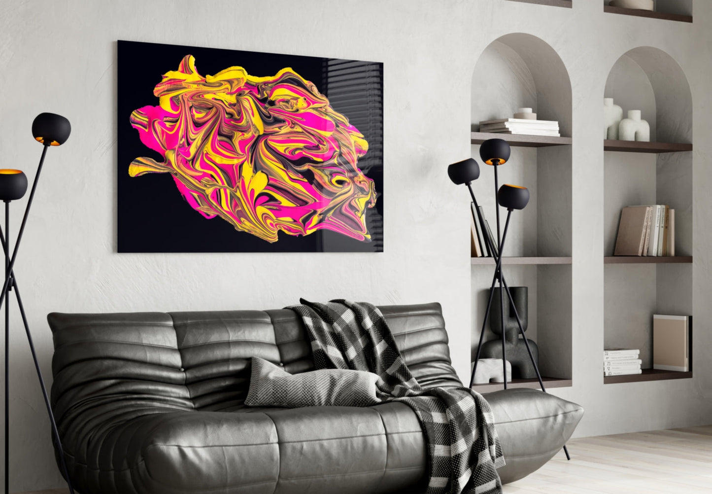 The Harmony Of Yellow And Pink Glass Wall Art
