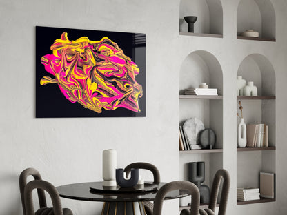 The Harmony Of Yellow And Pink Glass Wall Art
