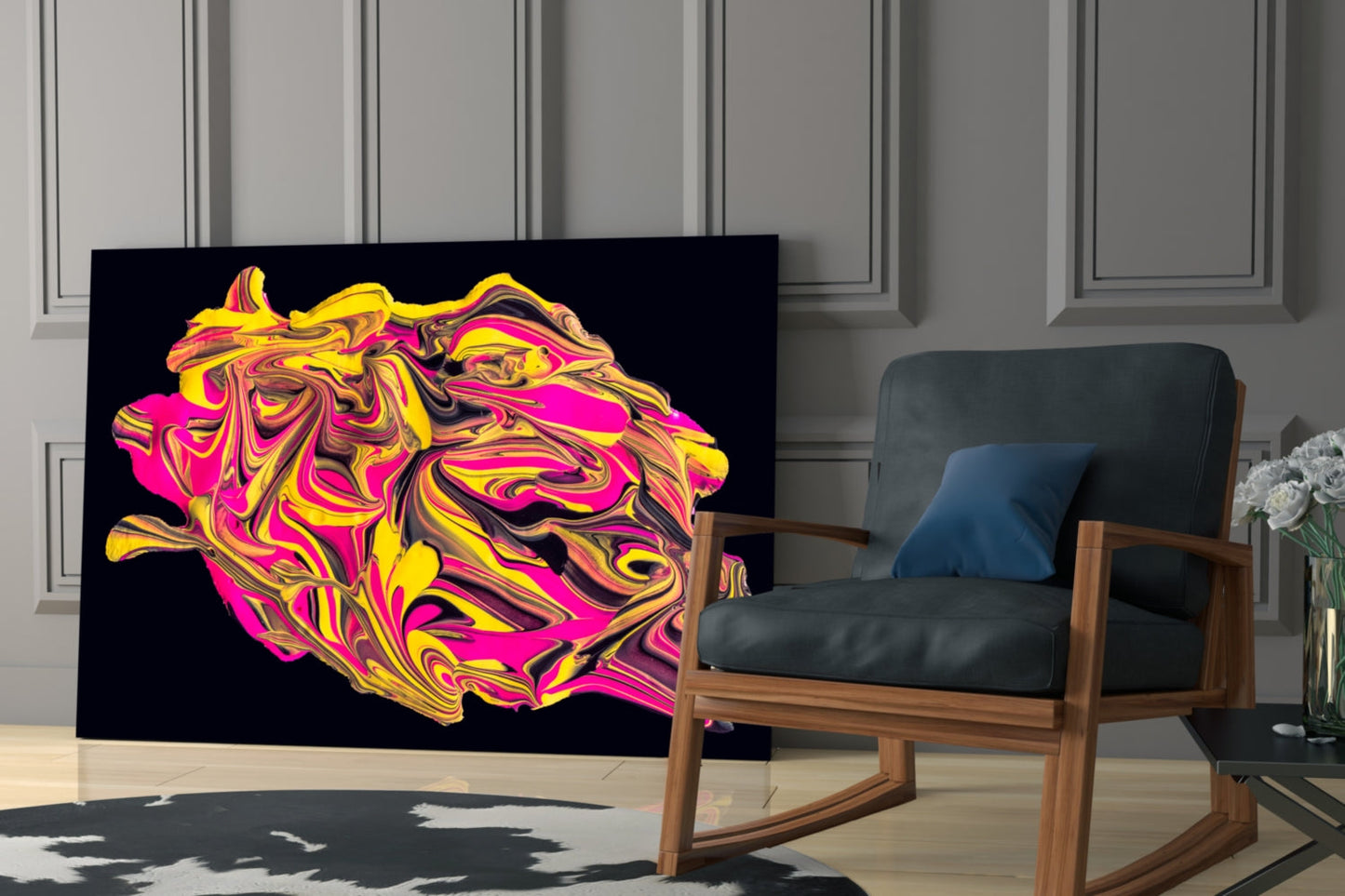 The Harmony Of Yellow And Pink Glass Wall Art