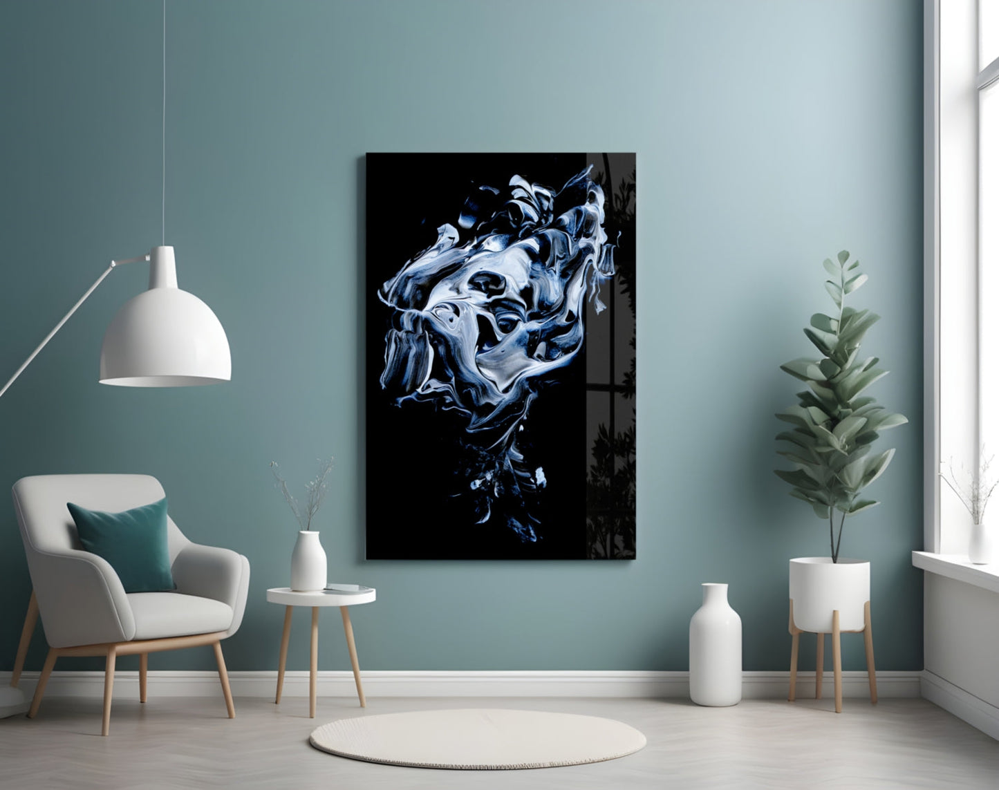 Silver Swirl Abstract Glass Wall Art