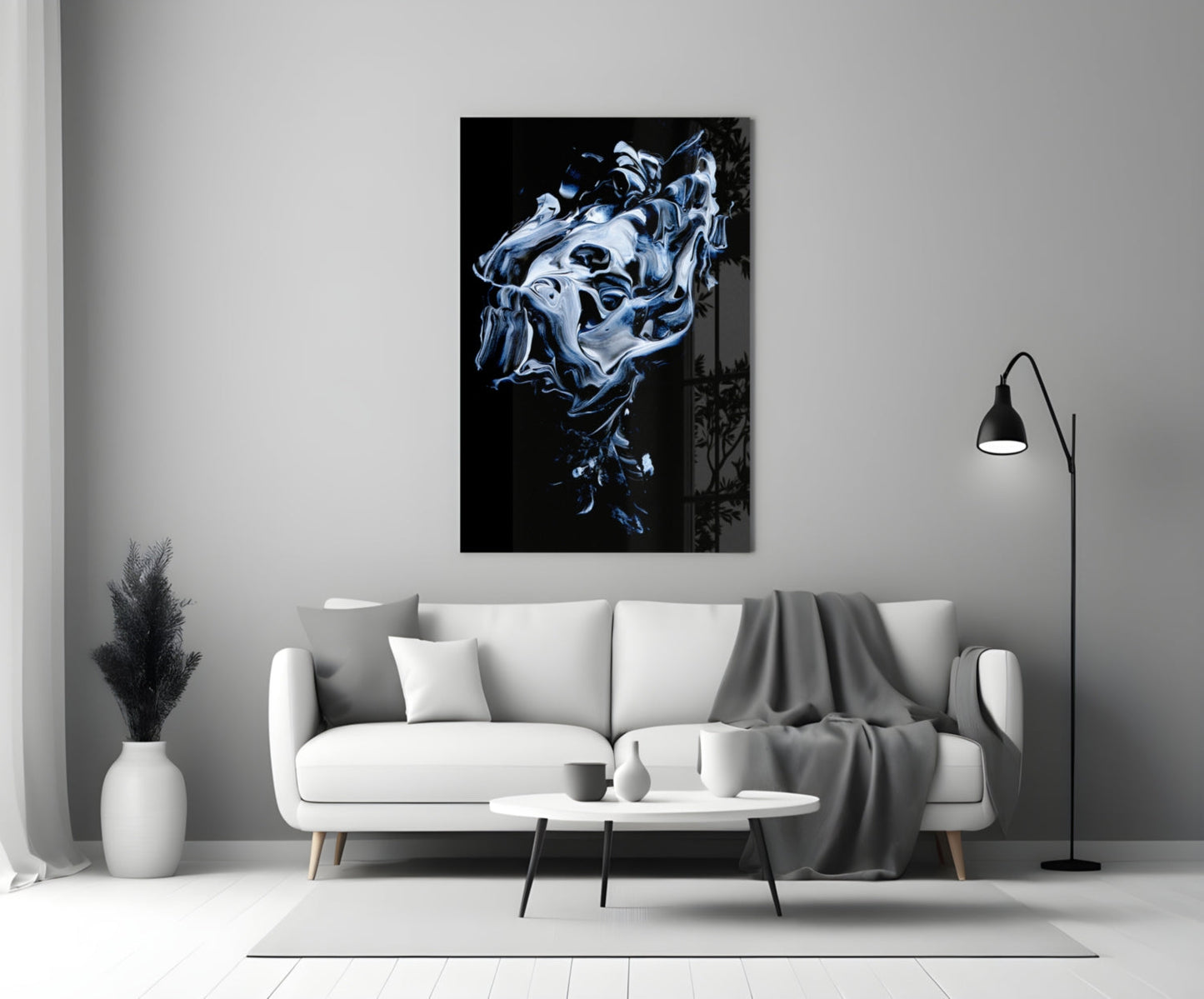 Silver Swirl Abstract Glass Wall Art
