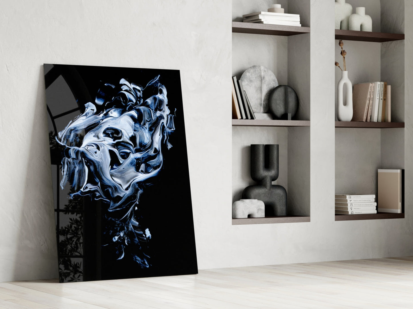 Silver Swirl Abstract Glass Wall Art