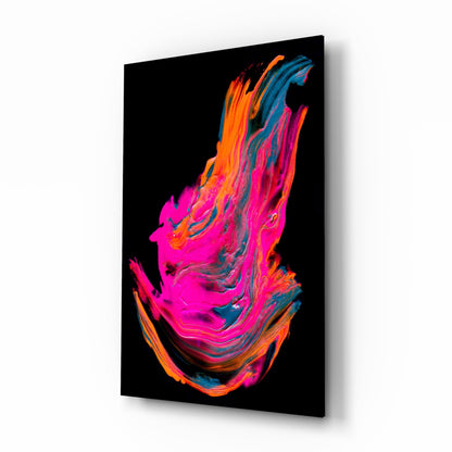 Neon flame wing fluid art glass wall art