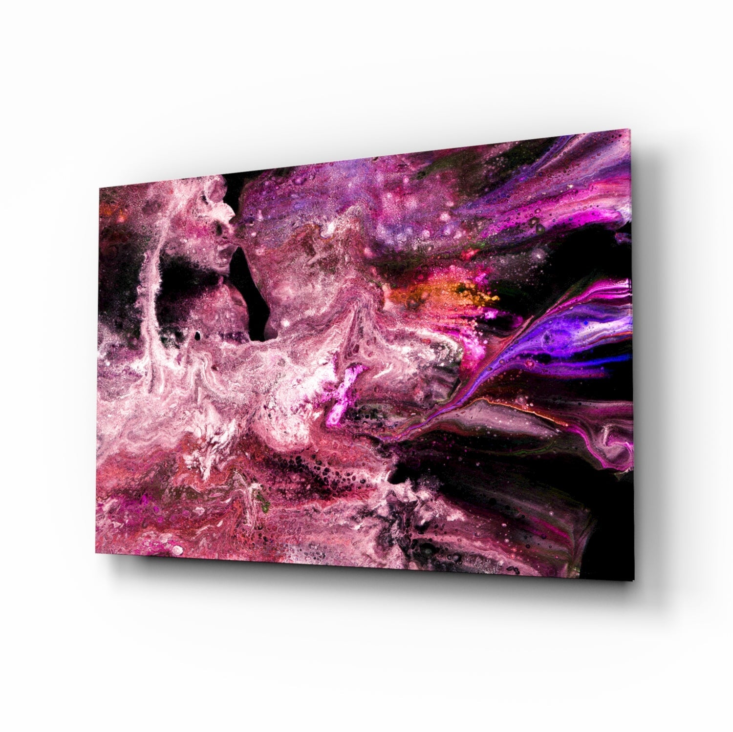 Purple space nebula glass wall art