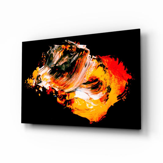 The Charm of Yellow glass wall art abstract paint pour