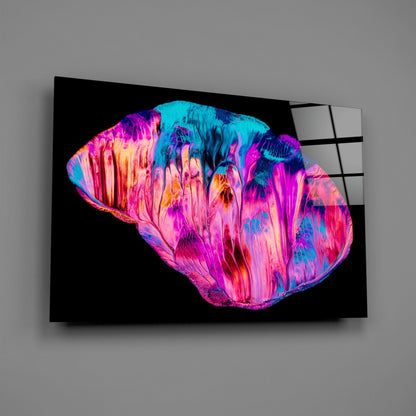 Magenta Cyan Paint Pour Abstract Glass Wall Art