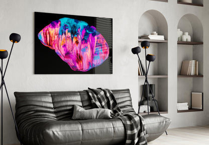 Magenta Cyan Paint Pour Abstract Glass Wall Art