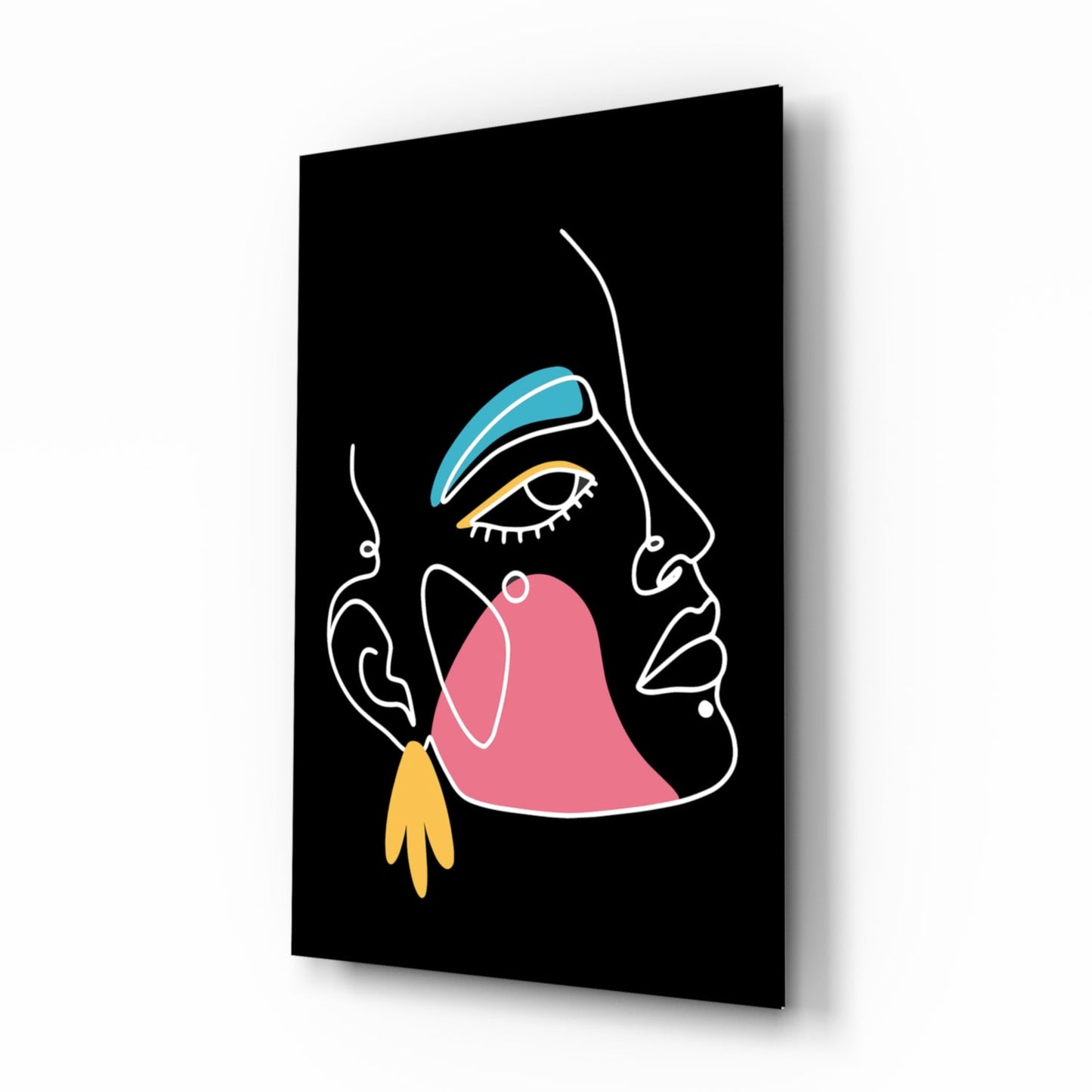 Abstract Colorful Portrait glass wall art elegant profile design