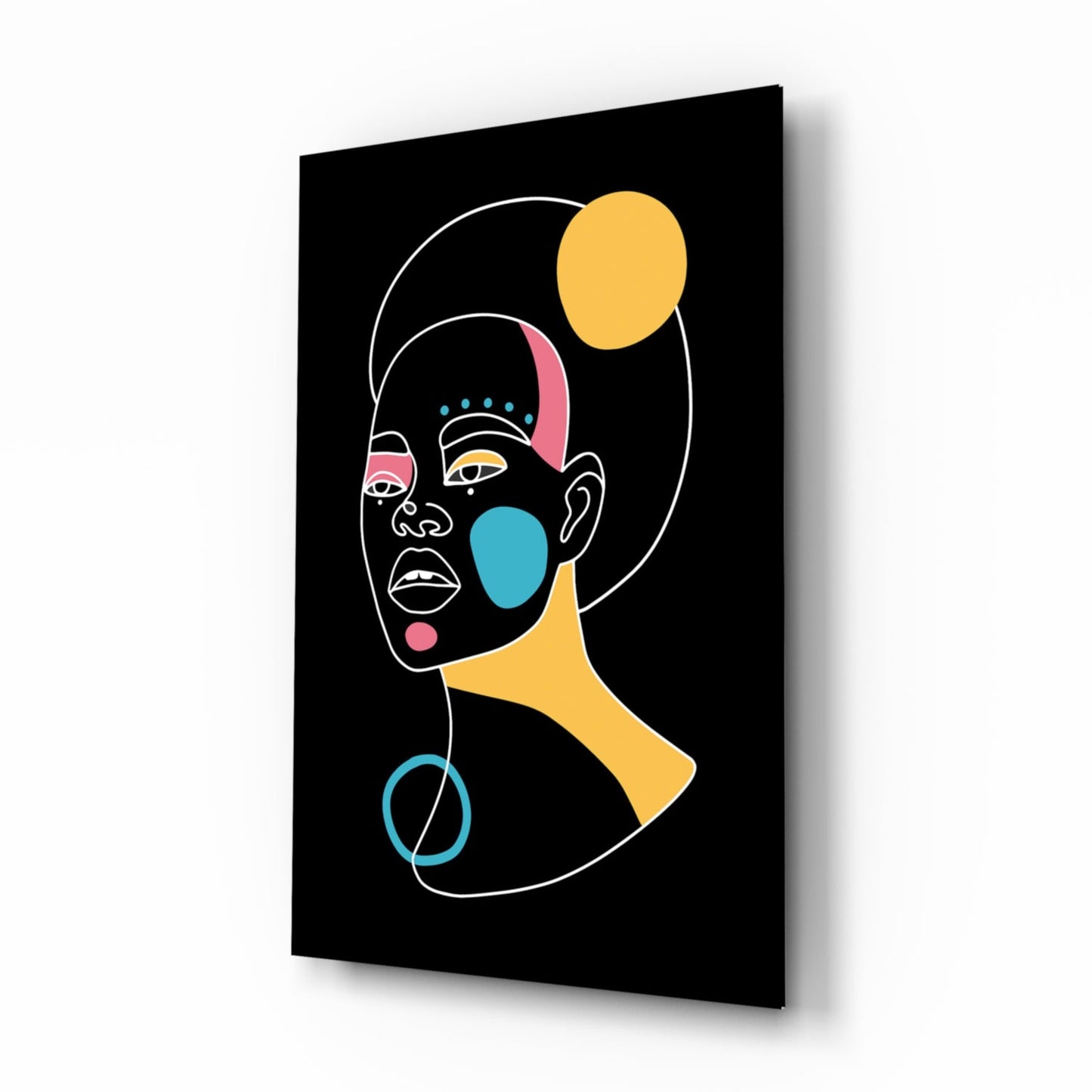 Abstract Colorful Portrait glass wall art bold pop design