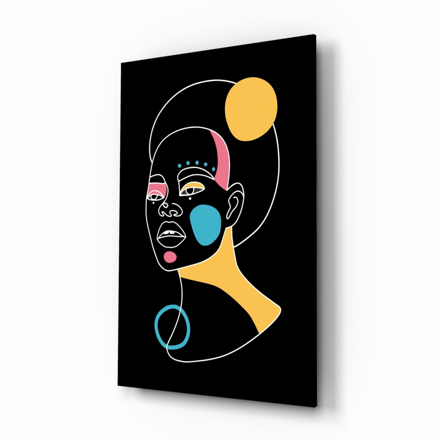 Abstract Colorful Portrait glass wall art bold pop design