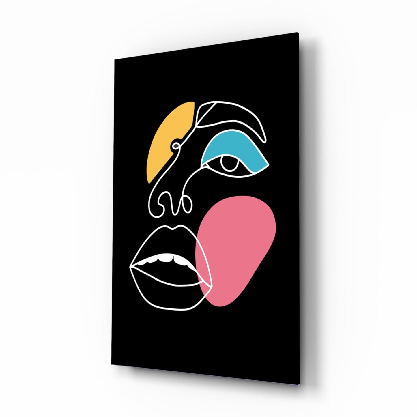 Abstract Colorful Face glass wall art pop-line design