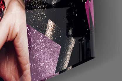 Glitter Cubist Portrait Glass Wall Art