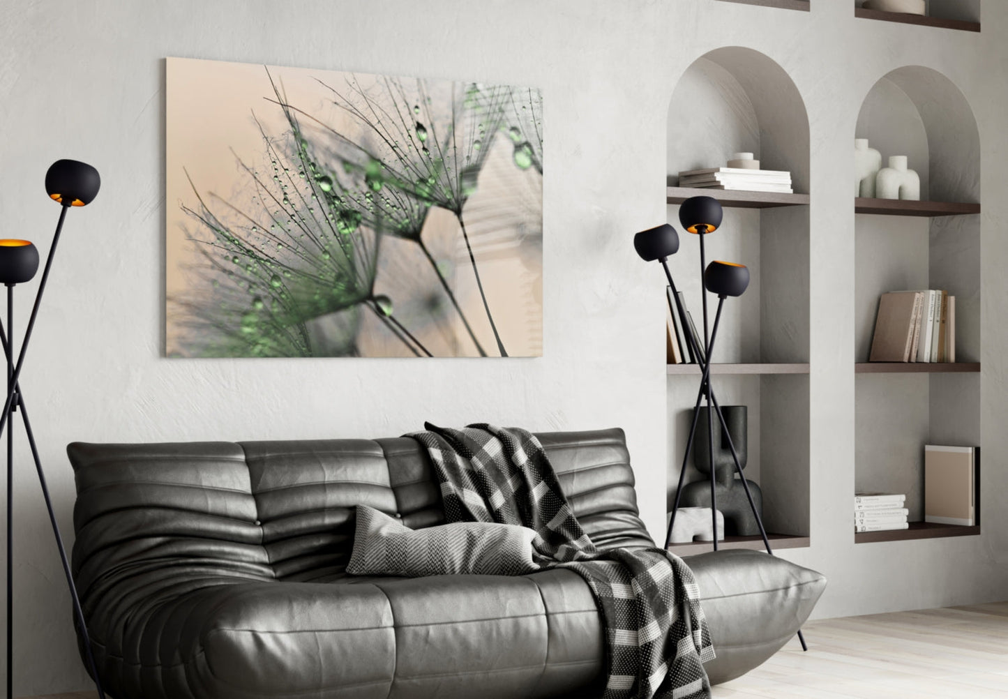 Dandelion Dew Drops Glass Wall Art