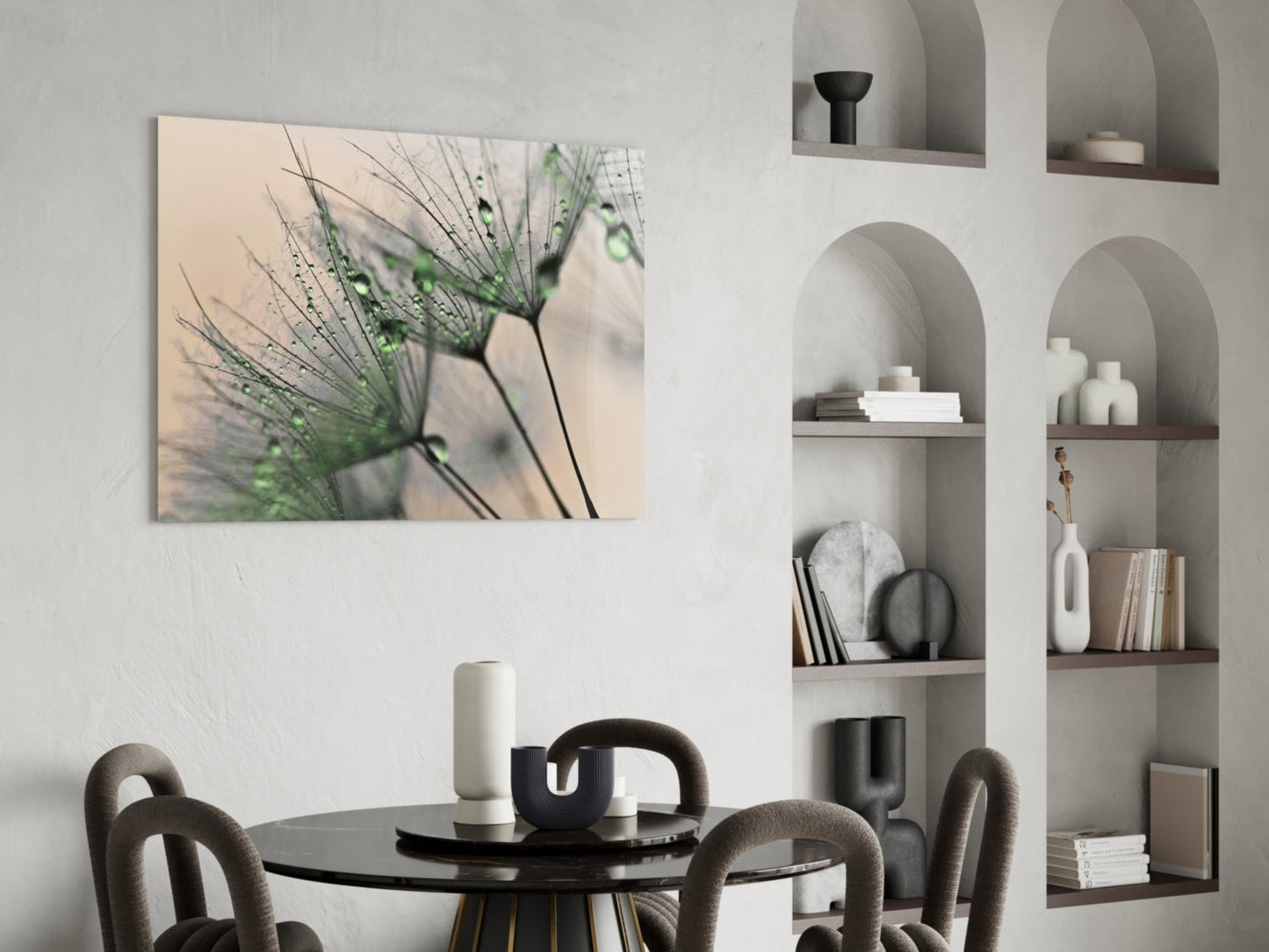 Dandelion Dew Drops Glass Wall Art