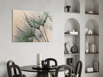 Dandelion Dew Drops Glass Wall Art