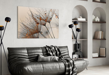 Cinnamon Dandelion Glass Wall Art
