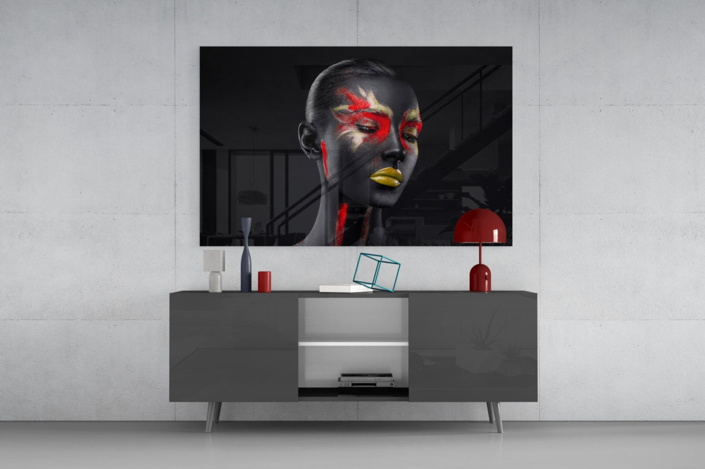 Scarlet Gold Splash Glass Wall Art