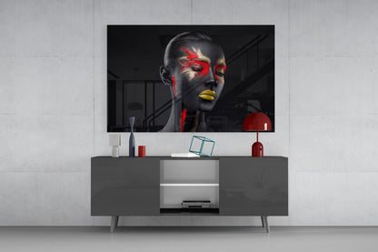 Scarlet Gold Splash Glass Wall Art