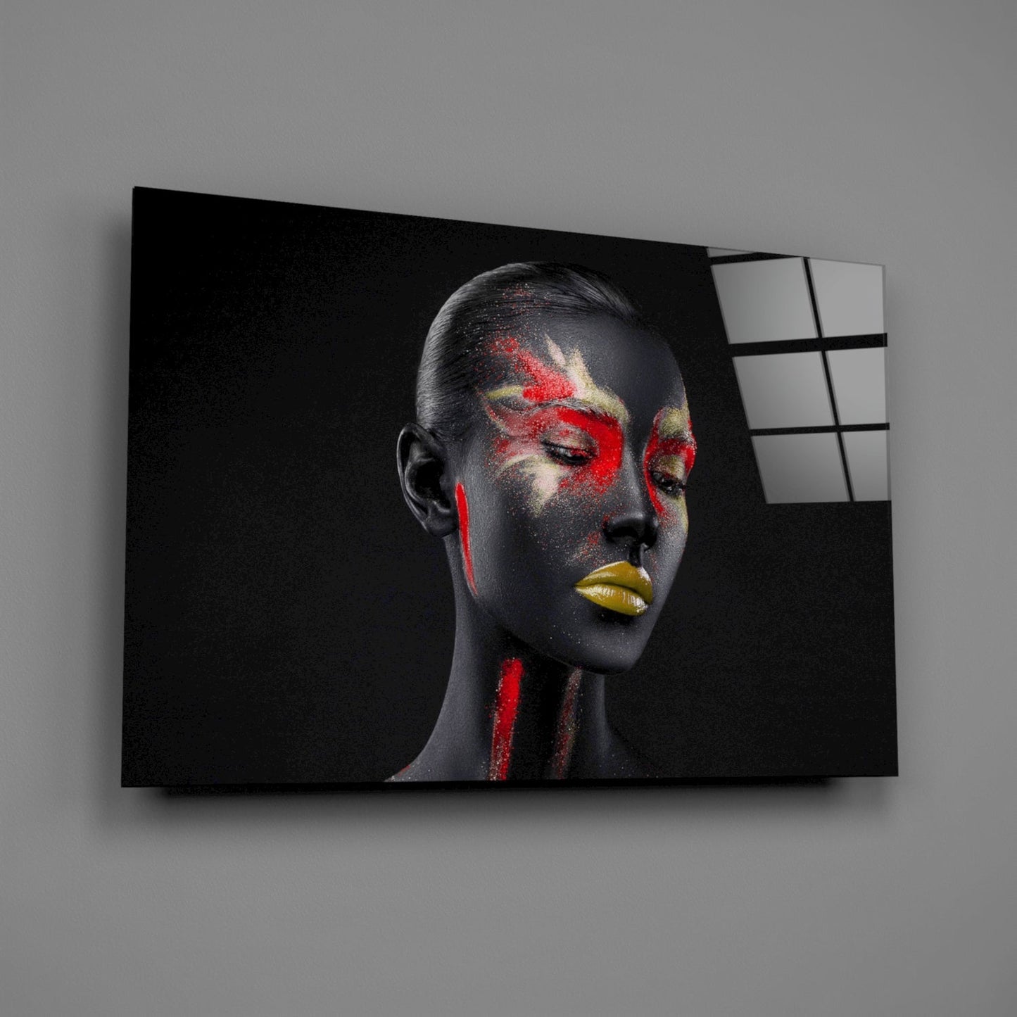 Scarlet Gold Splash Glass Wall Art