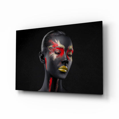 Scarlet gold beauty portrait glass wall art