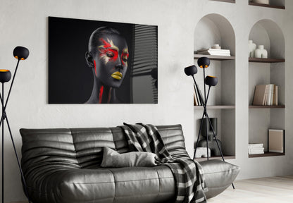 Scarlet Gold Splash Glass Wall Art