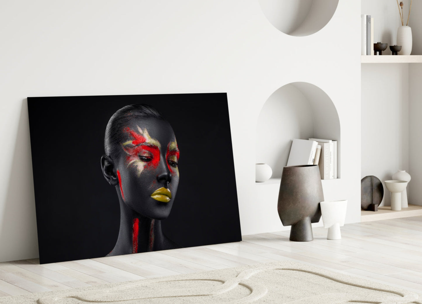 Scarlet Gold Splash Glass Wall Art